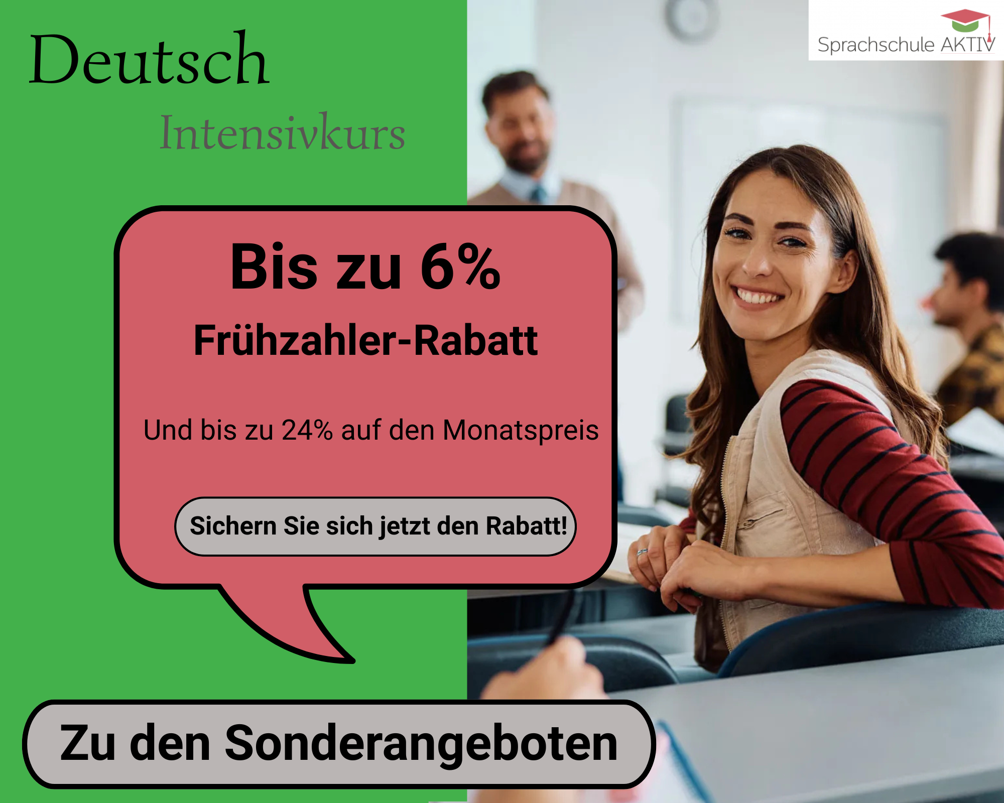 6% Rabatt - Sonderangebot in Sprachschule Aktiv Hamburg